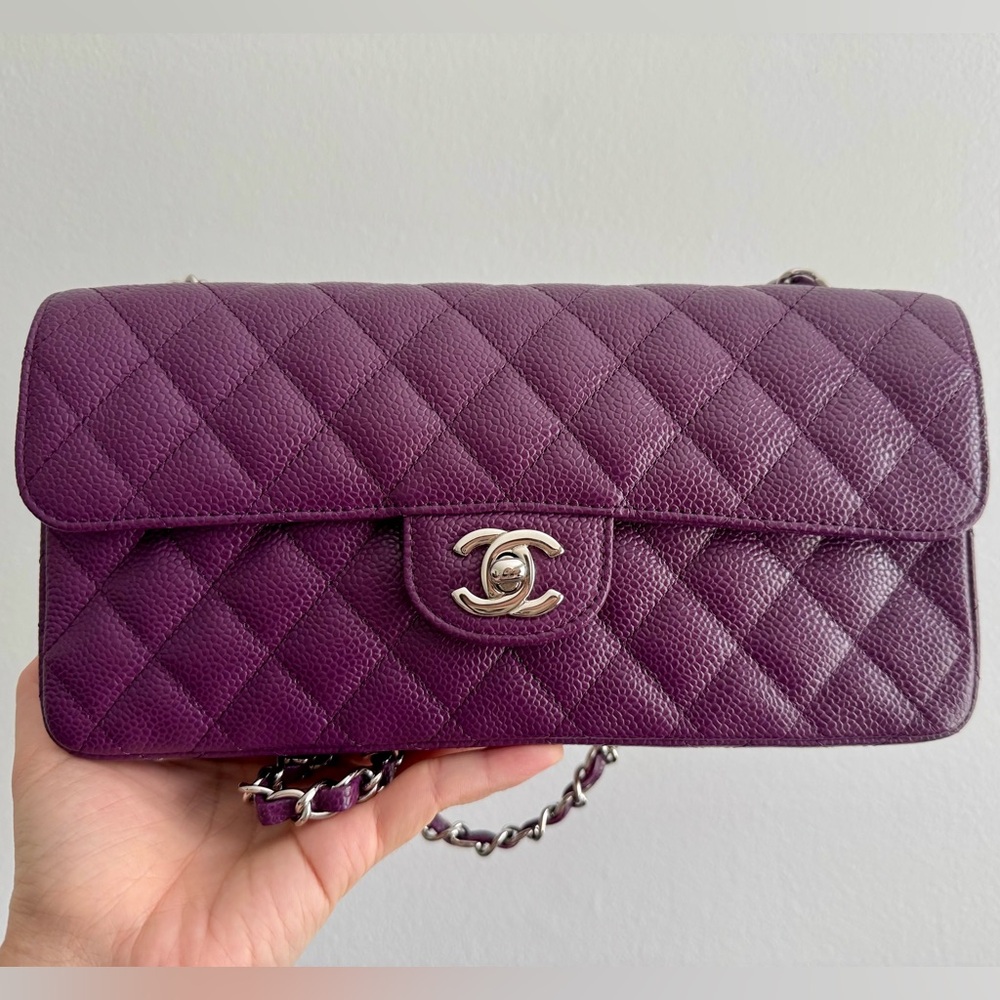 Sold 🚫Chanel Purple Caviar East West Shoulder Bag Silver Hardware